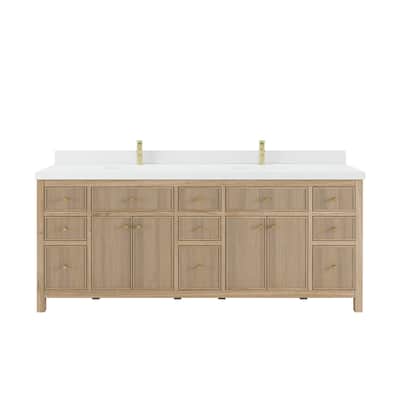 Willow Collections 84 in. W x 22 in. D Sonoma Teak Double Sink Bathroom Vanity with Countertop