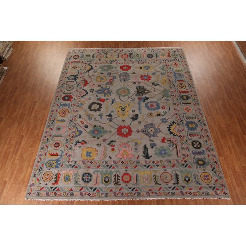 All-Over Large Floral Oushak Oriental Area Rug Wool Carpet - 12'0"x 14'9"