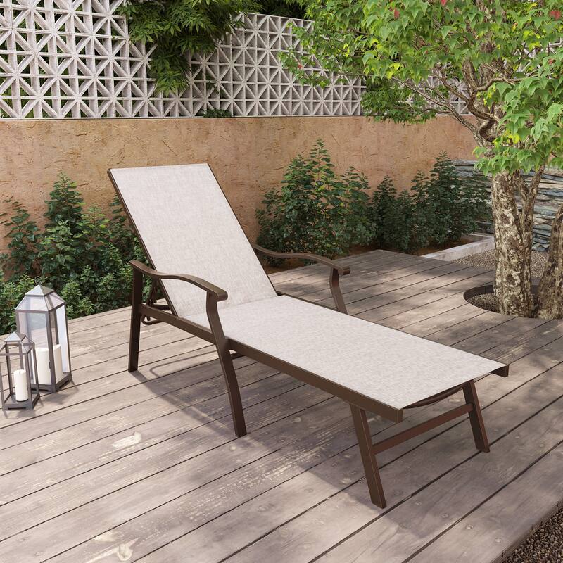 Pellebant Outdoor Patio Aluminum Adjustable Chaise Lounge Chair