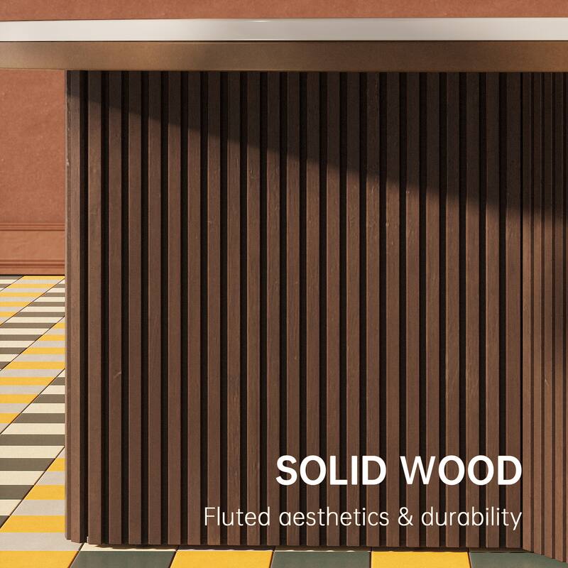 35" Round Coffee Table with Sintered Stone Top and Vertical-Groove Column Base for Living Room