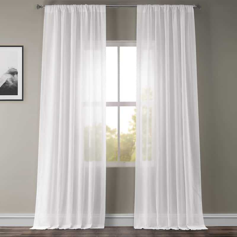 Exclusive Fabrics White Orchid Faux Linen Sheer Curtain (1 Panel) - 50 X 108 - White Orchid