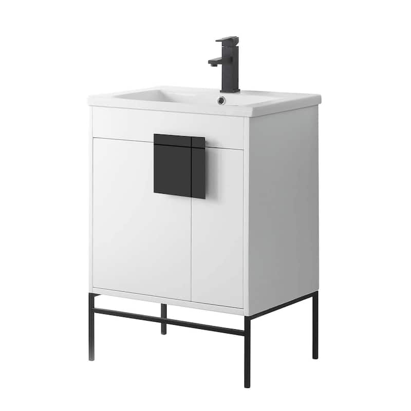 24-inch Modern Bathroom Vanity Set w/ Vitreous China Sink Top