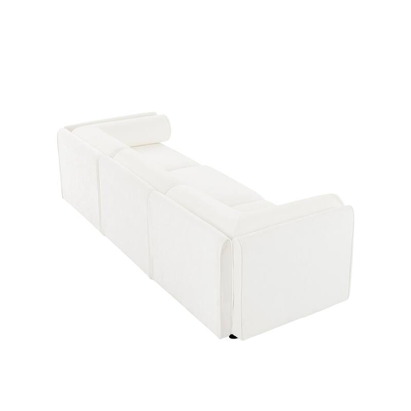 109" Chenille Upholstered 3-Seater Modular Sectional Sofa with Storage Seat, DIY Combination
