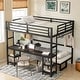 preview thumbnail 2 of 14, Queen Over Twin XL Metal Bunk Bed/Loft Bed with Desk and Shelves