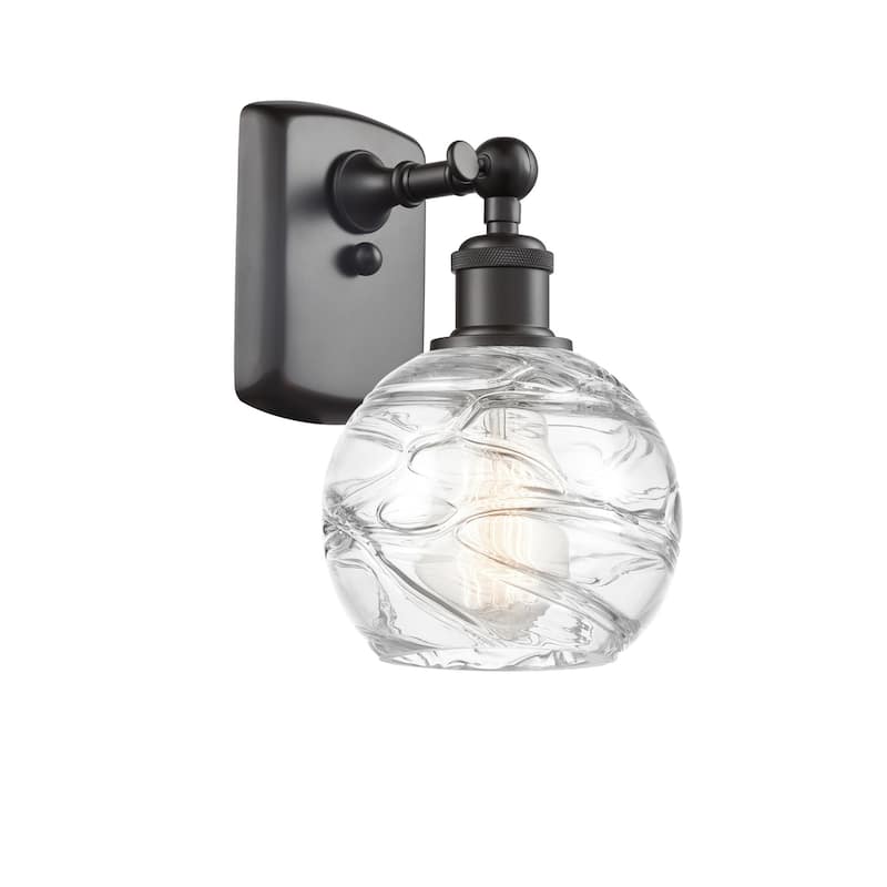 Innovations Lighting Small Deco Swirl 11" Tall Bathroom Sconce - Oil Rubbed Bronze / Clear