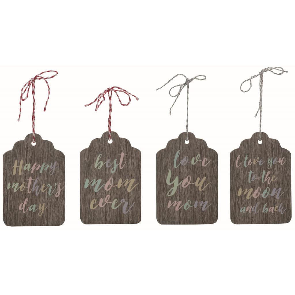 Transpac MDF Mother's Day Gift Tag Home Decorations Set of 4