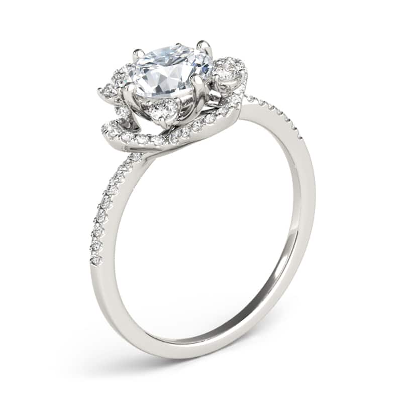 Auriya 14k White Gold Lab Grown Round Diamond Halo Engagement Ring 0.50 to 5.00 ct. tw. (F-G VS)