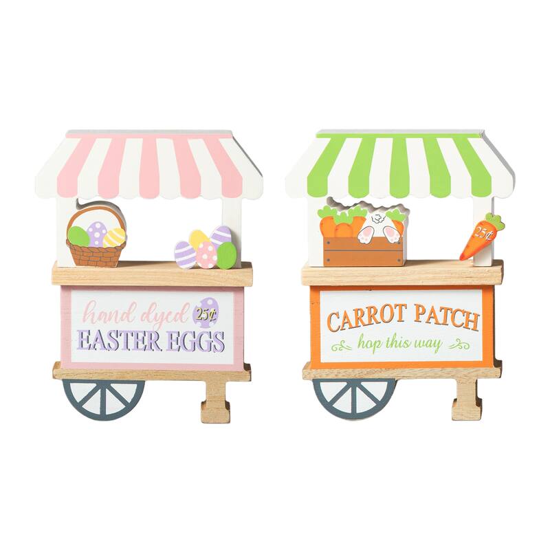 Glitzhome 6"H Set of 2 Easter Wooden Booths Table Decor