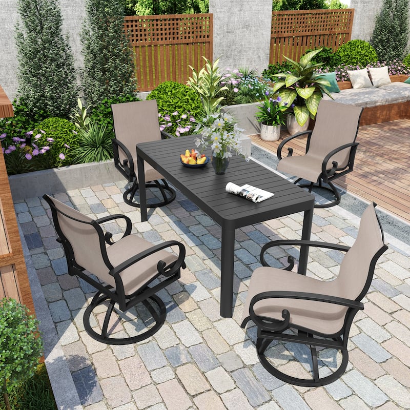 Pellebant Outdoor Aluminum Patio Swivel Dining Chairs Sunbrella