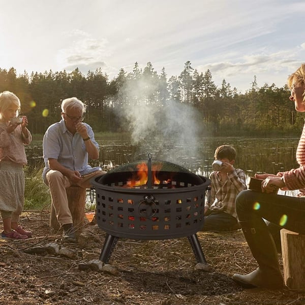 Shop Fire Pit Set Wood Burning Pit With Screen Cover And Log
