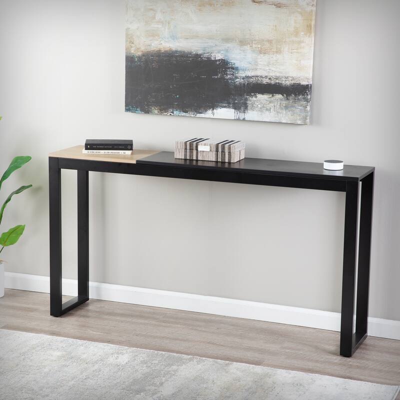 SEI Furniture Lydock Color Block Black & Burnt Oak Console Table