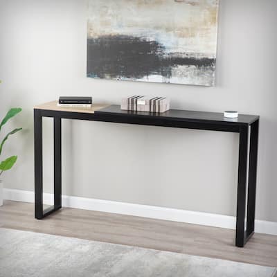 SEI Furniture Lydock Color Block Black & Burnt Oak Console Table