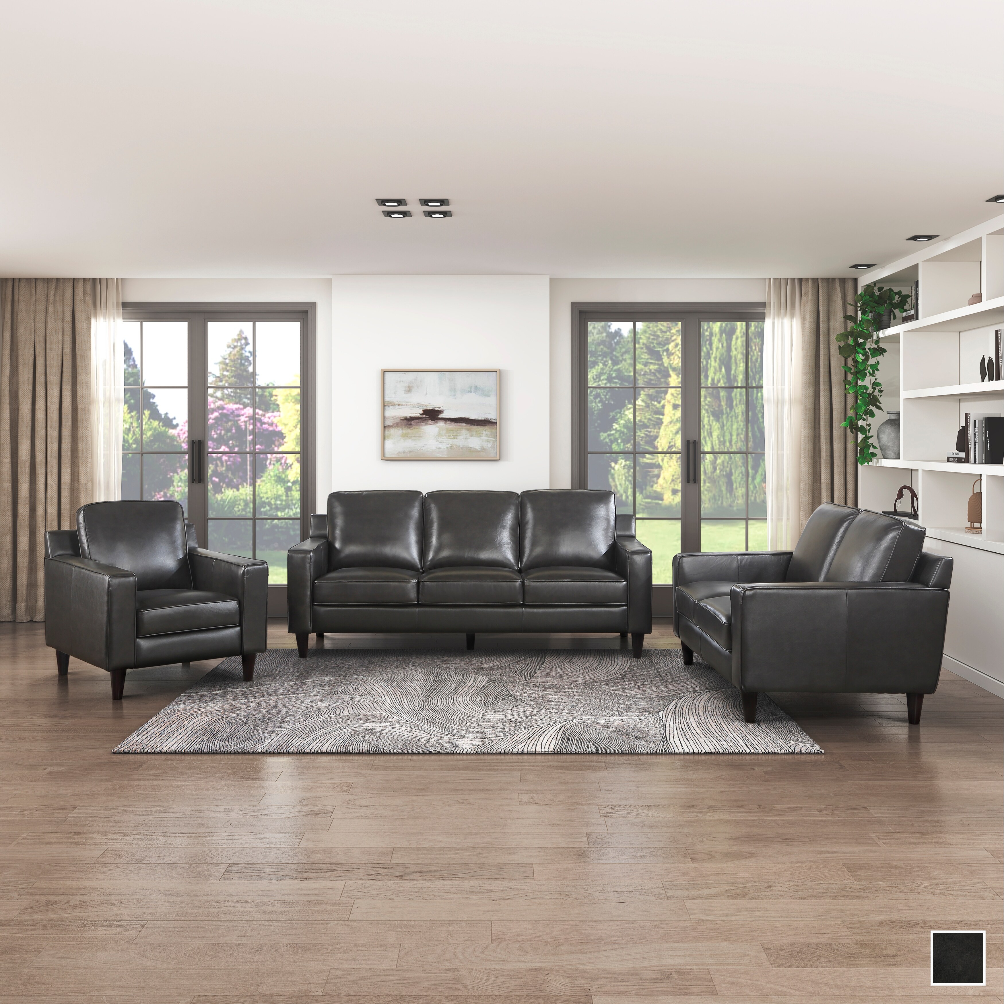 Leather match store sofa set
