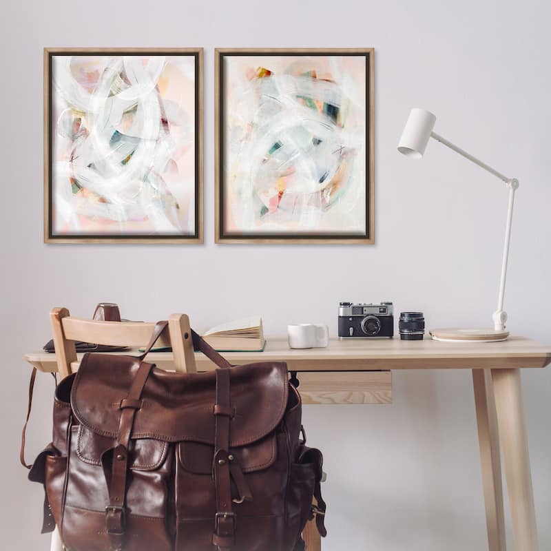Stupell Subtle & Soft Abstraction Framed Floater Canvas Wall Art Design By Gemma Bardot (Set of 2)