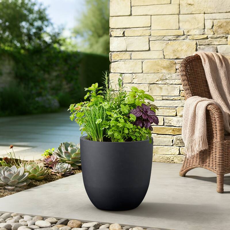 Concrete Tall Round Pot for Indoor & Outdoor(Upgraded Interior)