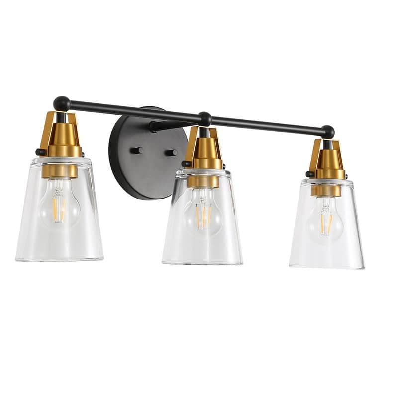 Modern 3-Light Vanity Light 26.2"" Brushed Nickel & 25.7"" Black Bronze with Clear Glass