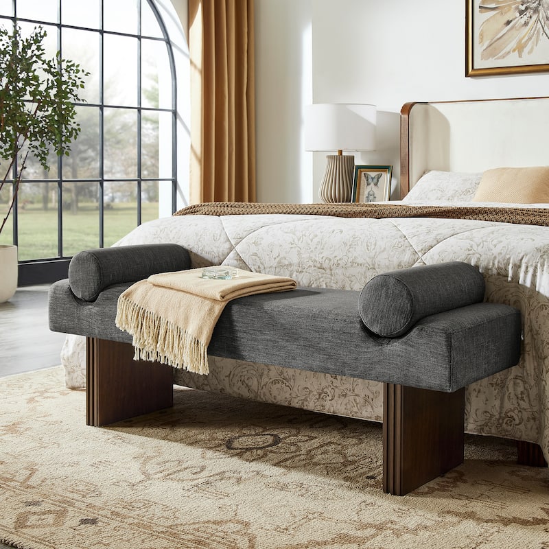 Roundhill Furniture Brooke Contemporary Upholstered Bench - Black