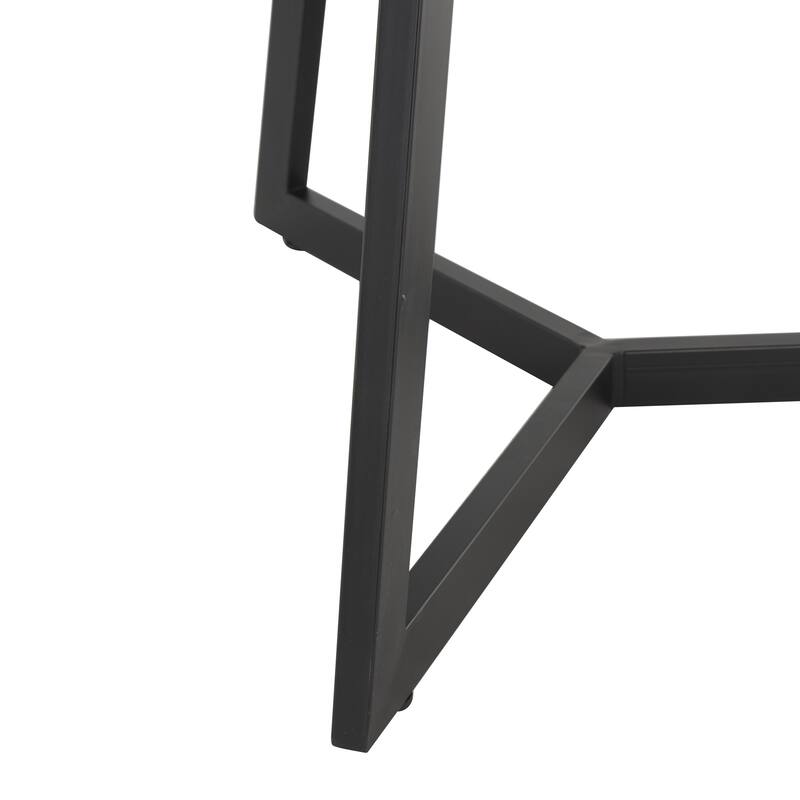 Teak Wood Geometric Handmade Live Edge Living Room Coffee Table with Black Metal Base - Black - Roche River Decor