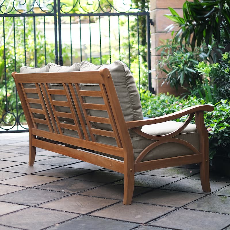 Cambridge Casual Lowell Teak Patio Sofa with Cushion