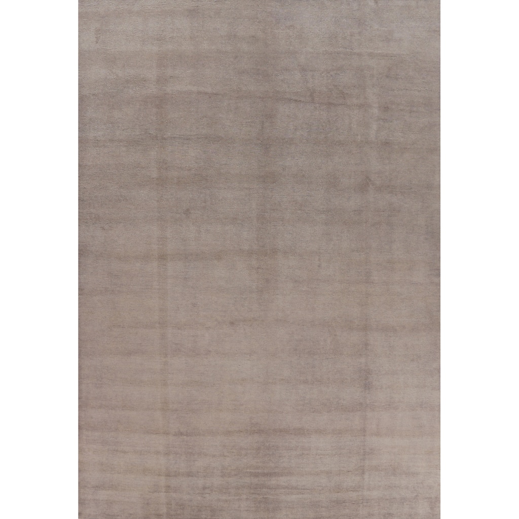 Hand Knotted Oriental 100% Wool Carpet Modern Solid Brown Gabbeh Area Rug - 12' 11'' X 10' 0''