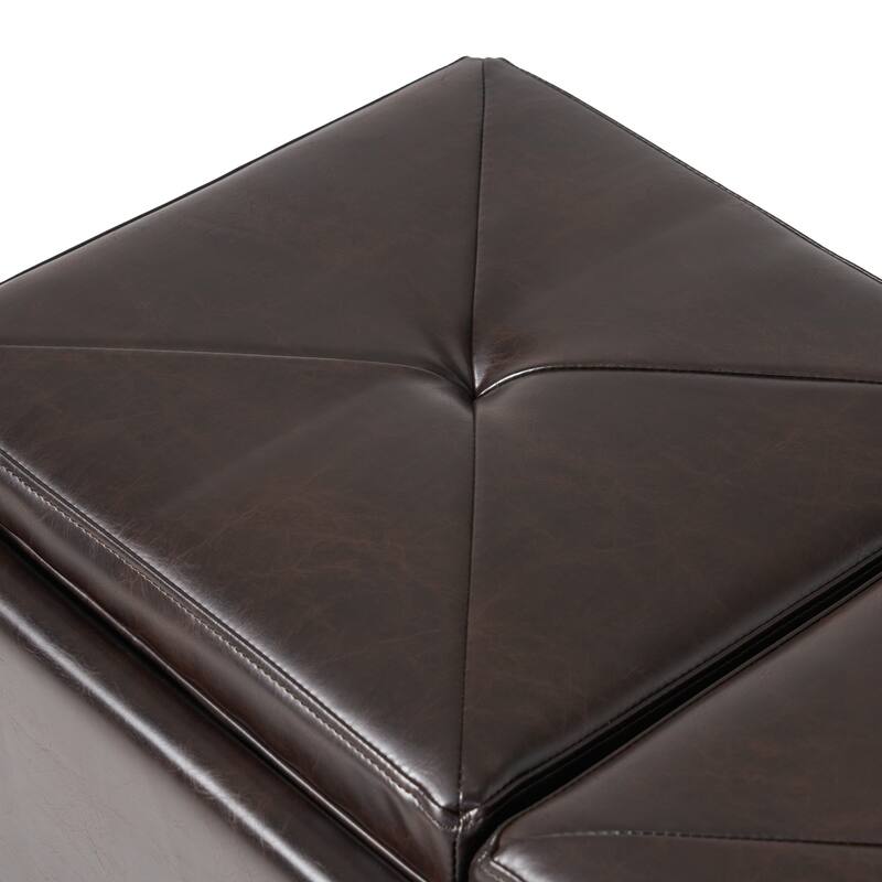 Maxwell Bonded Leather Tray Ottoman by Christopher Knight Home