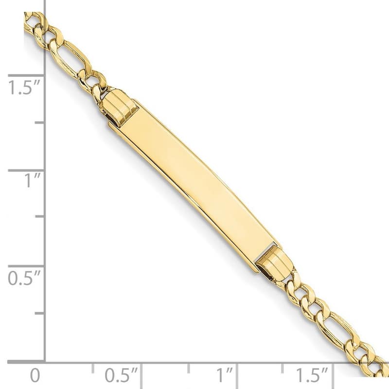 Curata 5.8mm 10k Yellow Gold Engravable Semi solid Figaro Link ID Bracelet