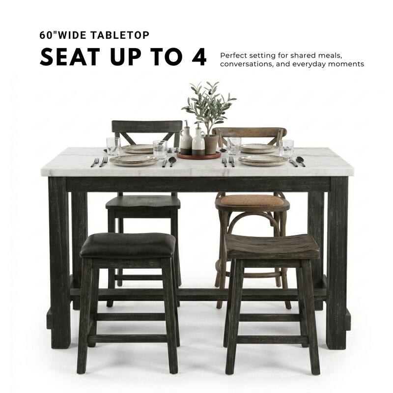 Furniture of America Shap Rustic Black 60-inch Counter Height Table