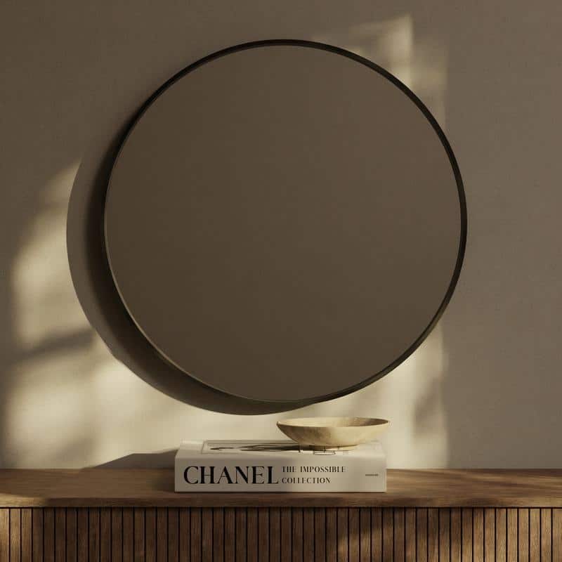 High Quality Wooden Frame Farmhouse Traditional Style Round Wall Mirror