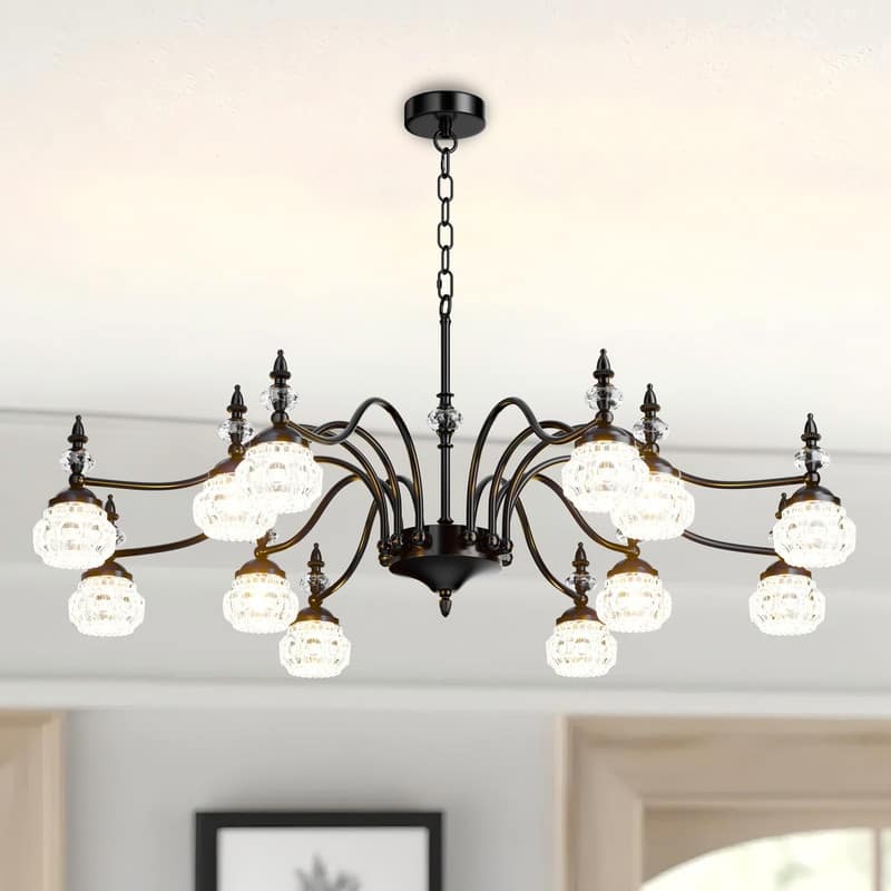 Vintage Crystal Chandelier Adjustable Dimmable Fixture for Dining Room - 41