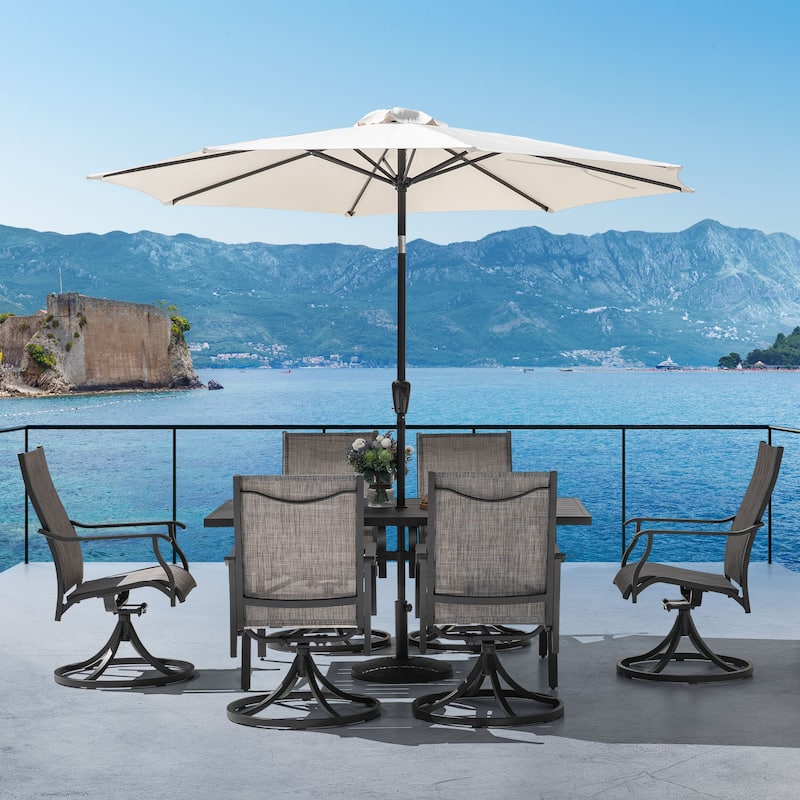 7-Piece Outdoor Aluminum Dining Set with Swivel Design