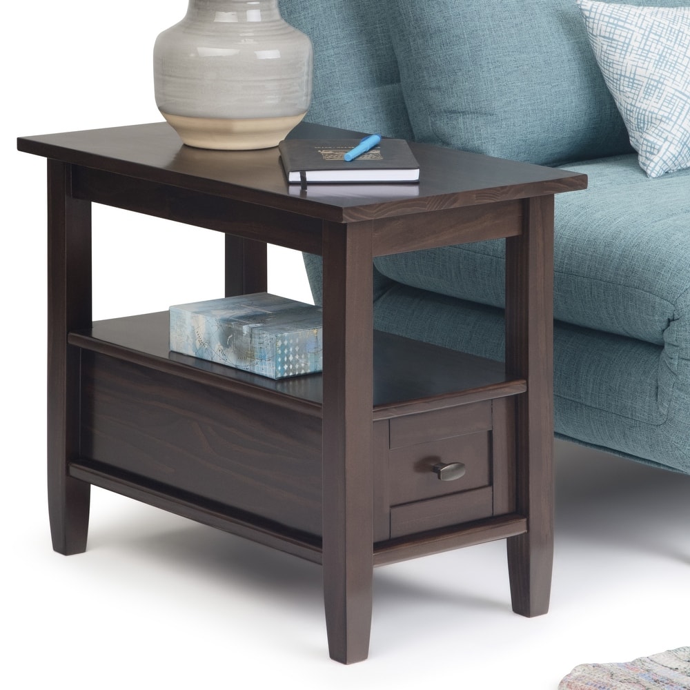 WYNDENHALL Norfolk SOLID WOOD 14 inch Wide Rectangle Transitional Narrow Side Table - 14 Inches wide