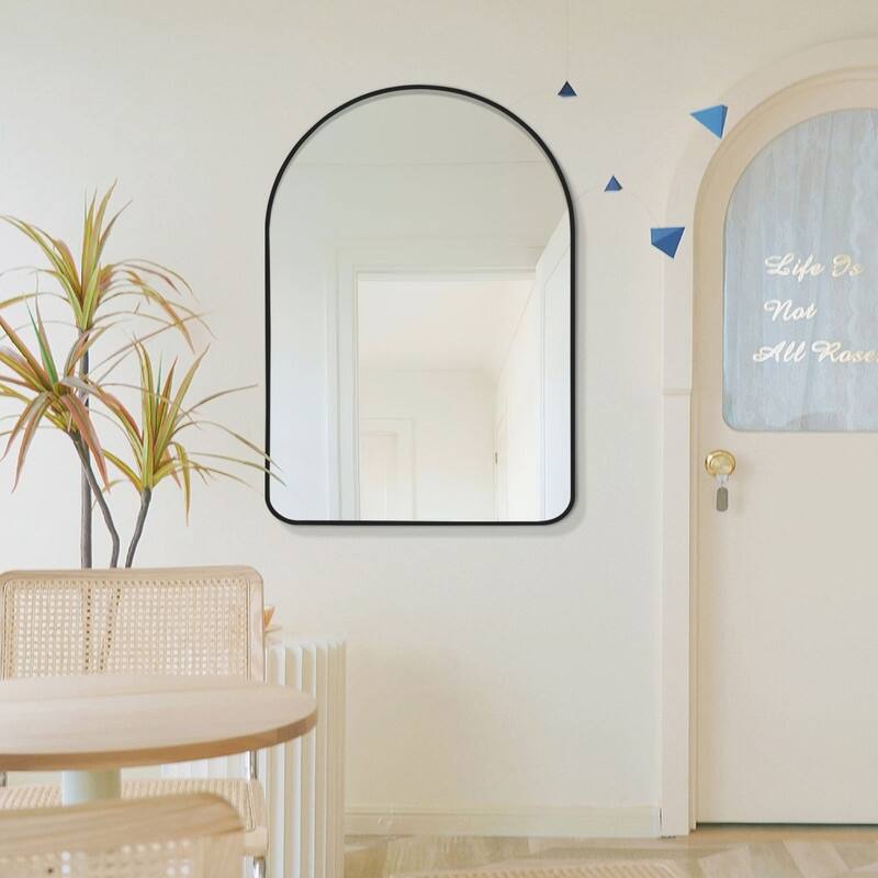 Arch Bathroom Wall Mirror Large Metal Frame Wall Mounted Mirror for Bedroom Living Room Dresser Entryway Decor