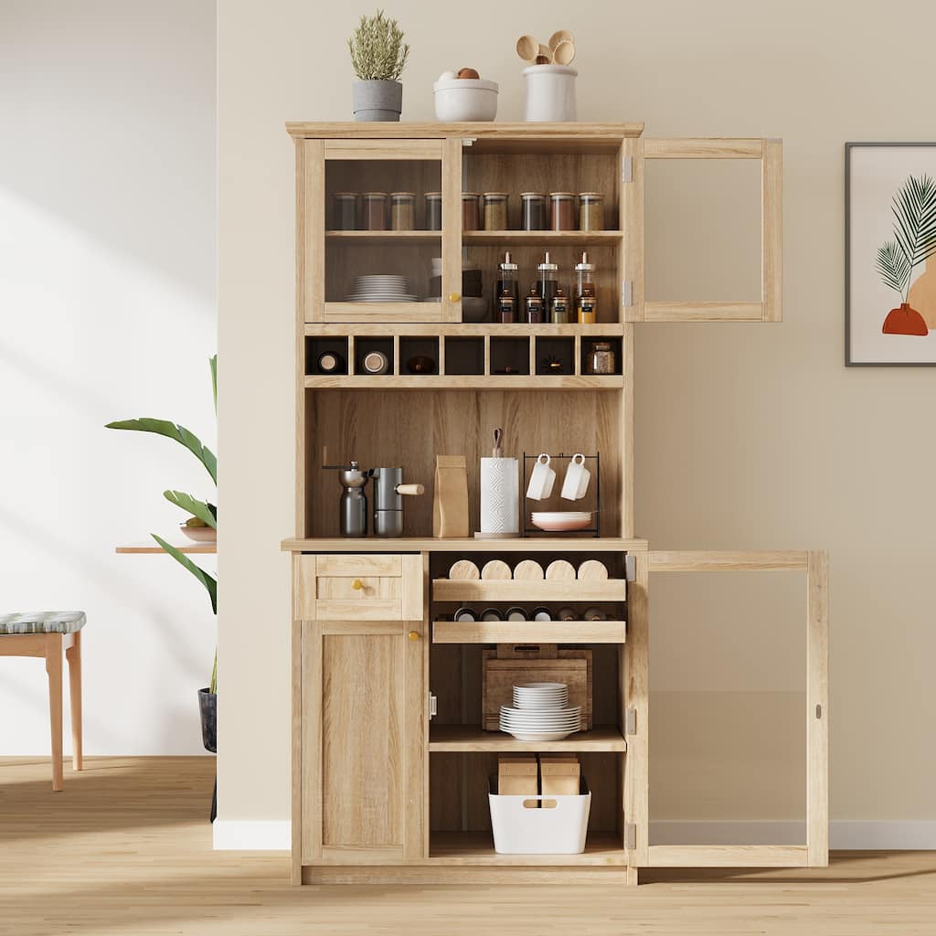 Farmhouse 35.4x17.7x74.8inch Freestanding Buffet with Hutch