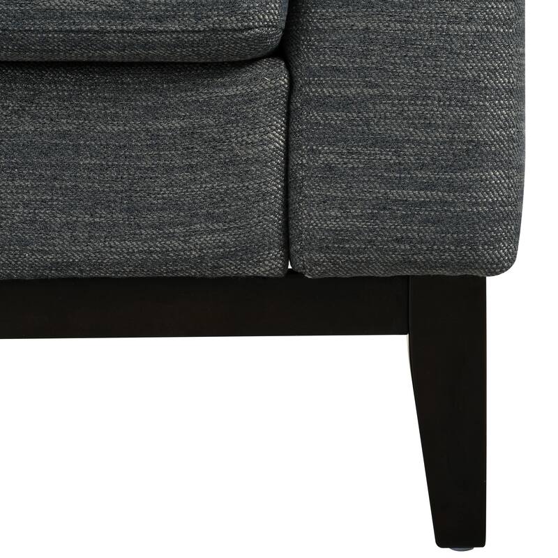 Accent Sofa 3-Seater Sofa Couch with Wood Legs, Modern Settee Couch Charcoal Upholstered Sofa for Living Room