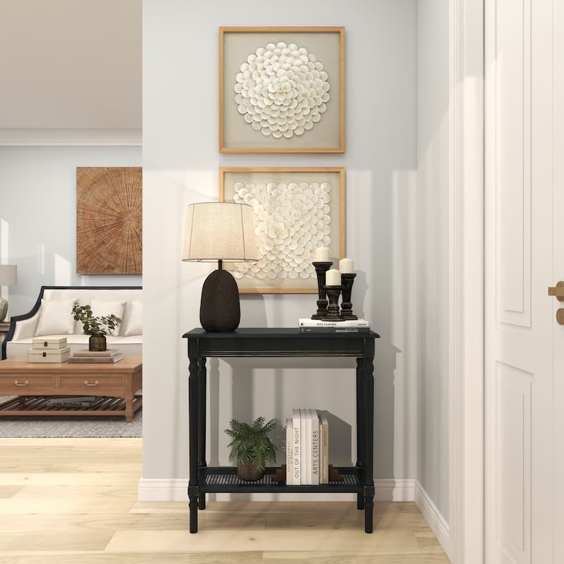 Black Wooden 1 Shelf Console Table
