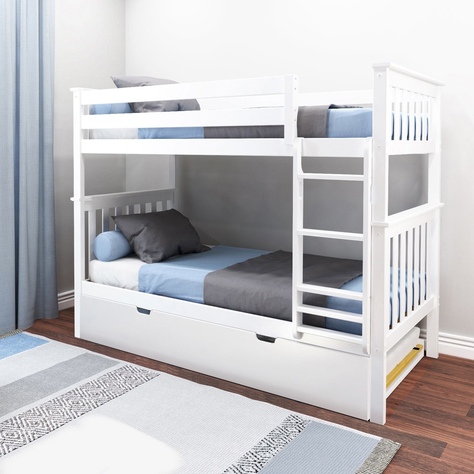 Max & Lily Twin over Twin Bunk Bed with Trundle and Ladder