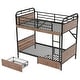 preview thumbnail 13 of 11, Twin XL over Twin XL Metal Bunk Bed with LED Lights, Charge Station, and Storage Drawers, Black