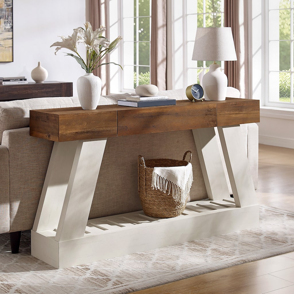 60" Modern Entryway Table with Drawer, Console Table, Heavy Duty Base