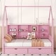preview thumbnail 21 of 37, Modern Wooden House Bed Frame, Storage Shelves & Roof