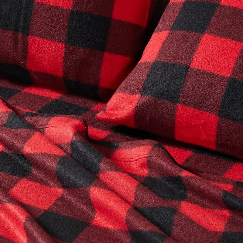 Great Bay Home Super Soft Extra Plush Plaid Fleece Bed Sheet Set