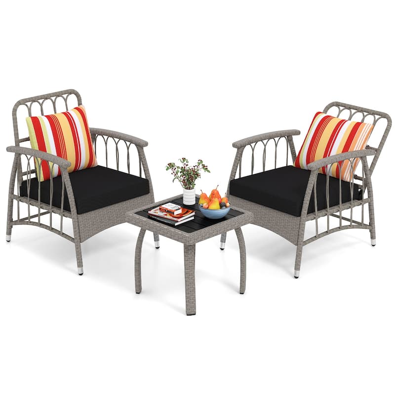 3-Piece Outdoor Patio Set with Galvanized Metal Frame Adjustable Chairs and Coffee Table - 19" x 19" x 16.5"