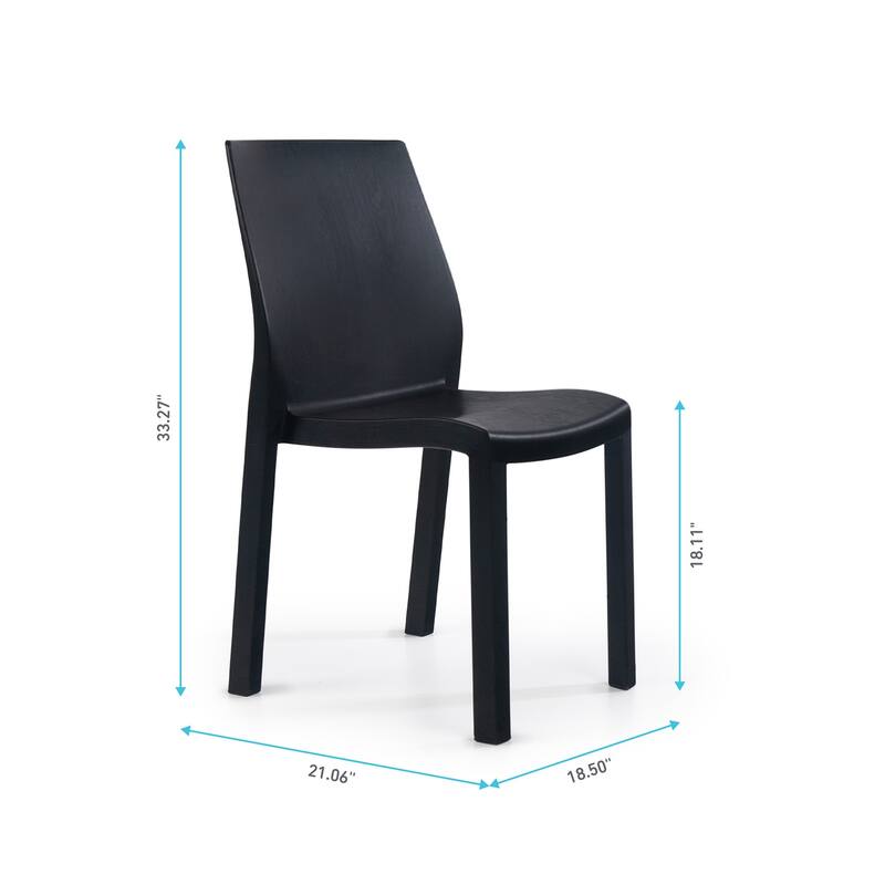 WRGHOME Modern Stacking Patio Dining Side Chair Indoor/Outdoor (Set of 2) - 33.27'' H X 18.50'' W X 21.06'' D