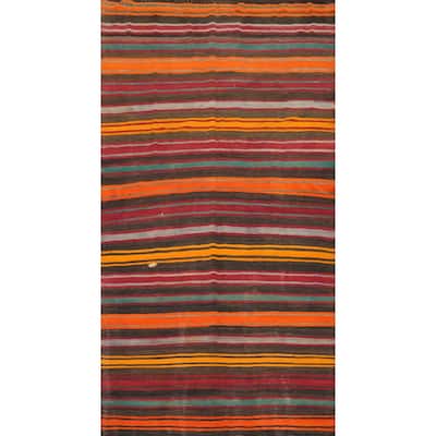 Hand Woven Oriental 100% Wool Carpet Southwestern Geometric Multi-Colored Kilim Area Rug - 10' 9'' X 6' 6''