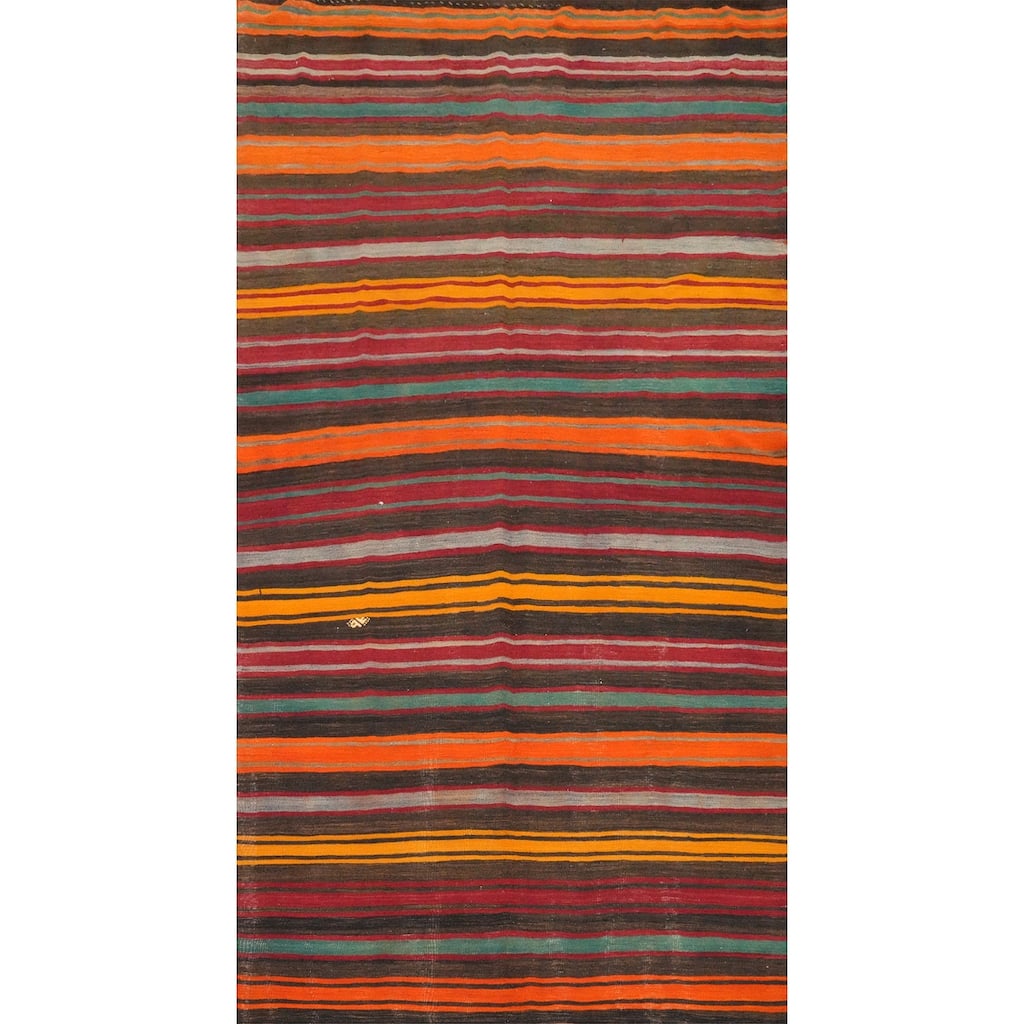 Hand Woven Oriental 100% Wool Carpet Southwestern Geometric Multi-Colored Kilim Area Rug - 10' 9'' X 6' 6''