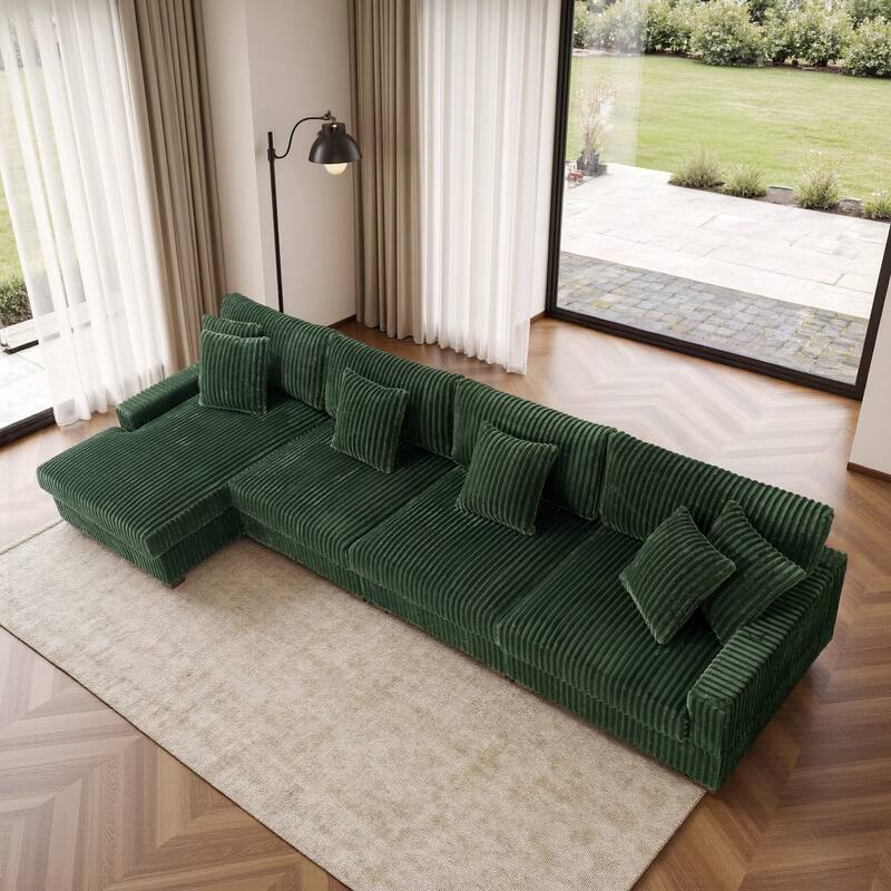 Cotton Flannel 3-Seat Modular Sectional Sofa with Chaise