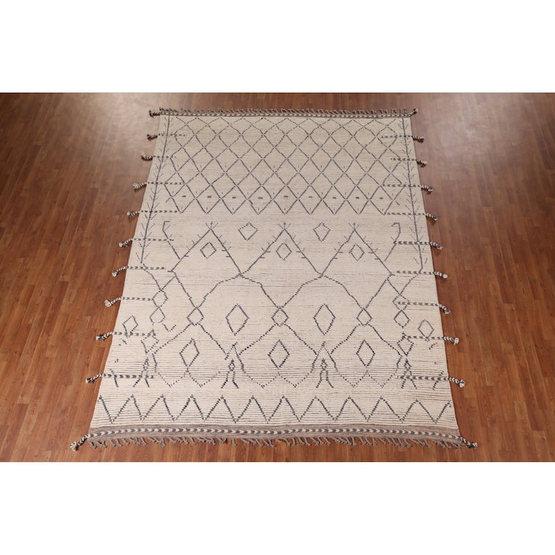 Earth Tone Moroccan Area Rug Handmade Wool Carpet - 8'3" x 10'2"