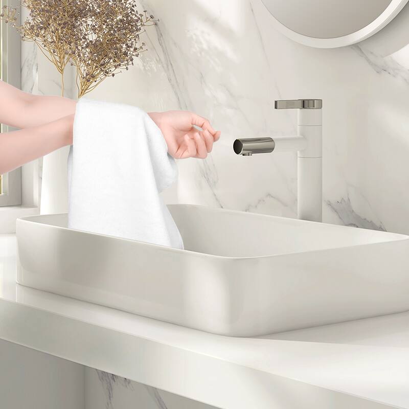 Solid Cotton Hand Towels Set of 2, Soft and Highly Absorbent Towels for Bathroom, Travel, Camp 14" x 30"