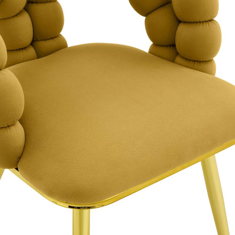 Velvet Dining Chairs with Gold Legs, Upholstered Accent Chairs with Back, Modern Kitchen Chairs, Set of 2