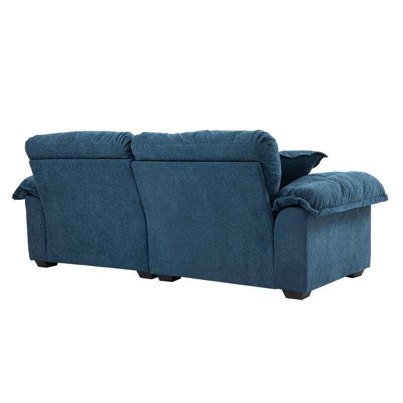 Luxurious 84" Chenille Fabric Recliner Sofa with Memory Foam and 2 Throw Pillows for Small Spaces