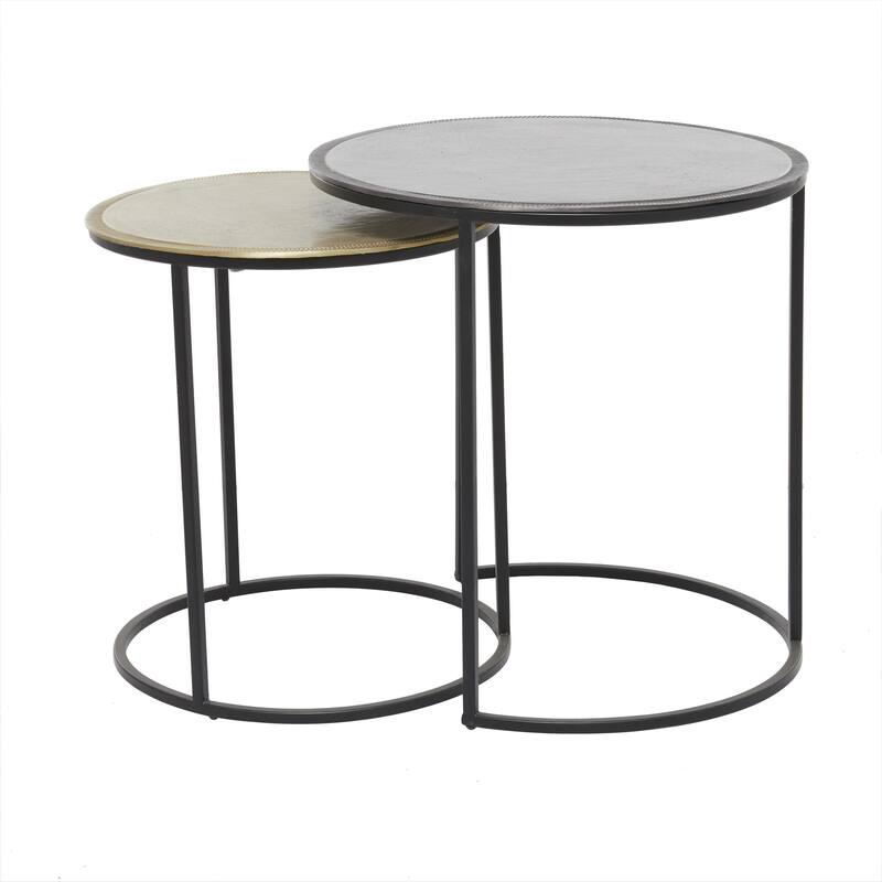 Aluminum Metal Accent Table - Set of 2 Black - Roche River Decor